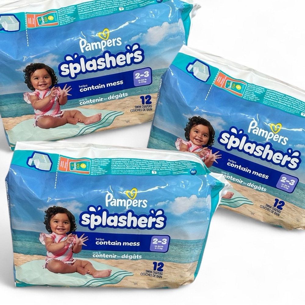 Pampers Splashers Swim Diapers size 2-3, THREE Packs, 36 Total Swim Diapers